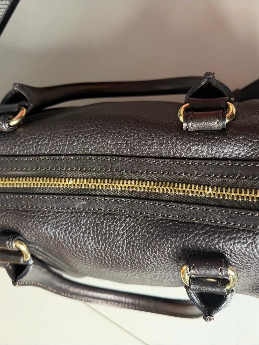 Burberry Brown Leather Boston Bag Authentic + COA